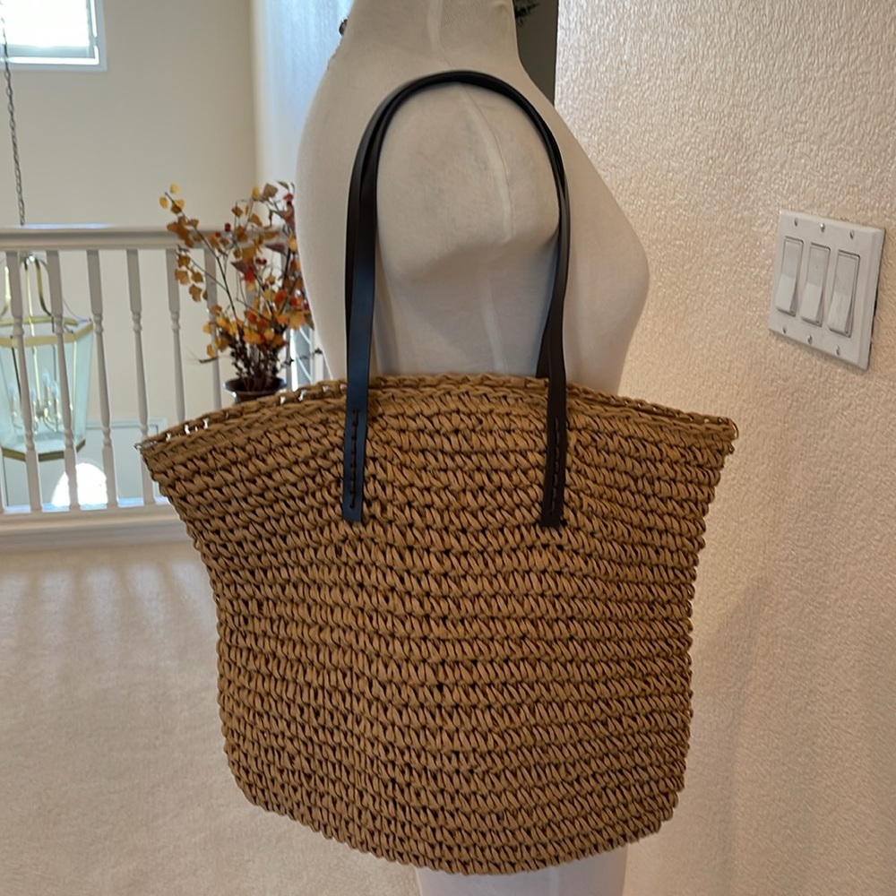 Woven Tan Tote Bag - Picture 6 of 6